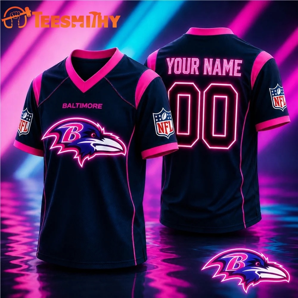 Baltimore Ravens NFL Electric Glow Custom Football Jersey