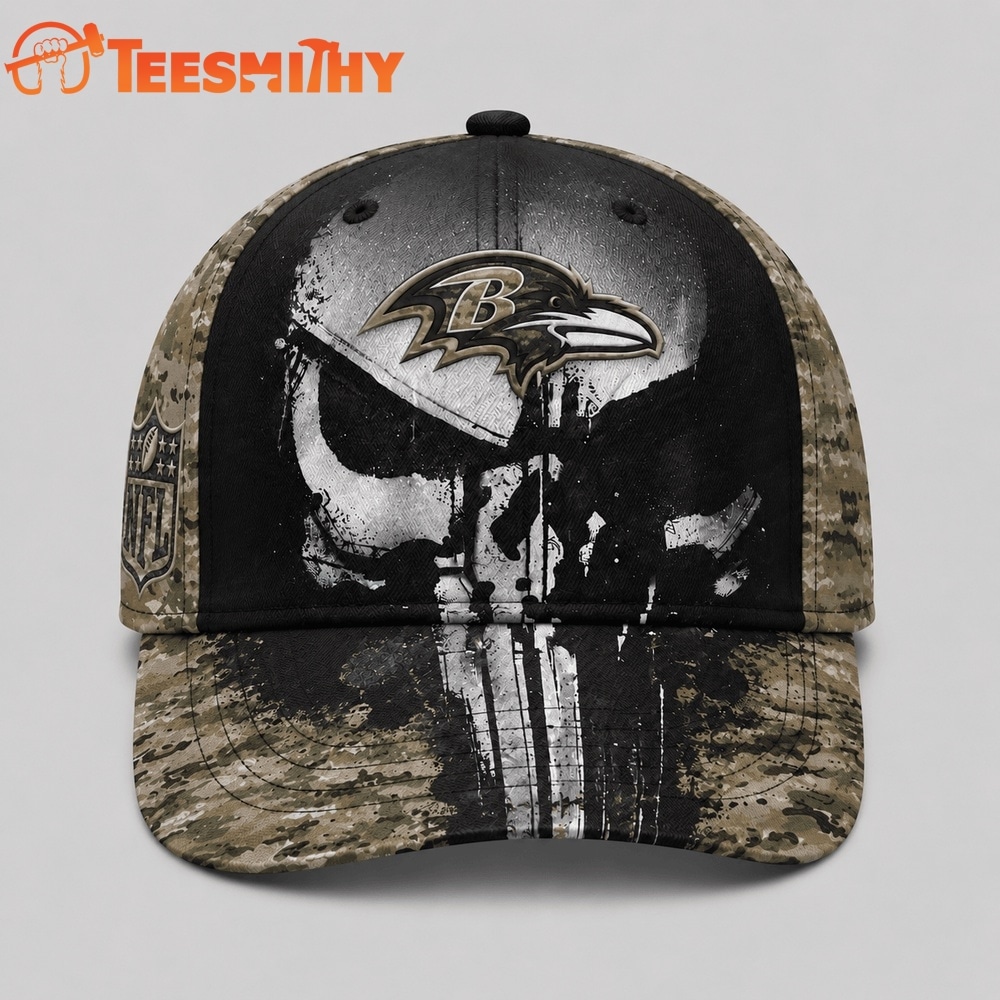 Baltimore Ravens NFL Halloween Military Skull Camo Classic Cap