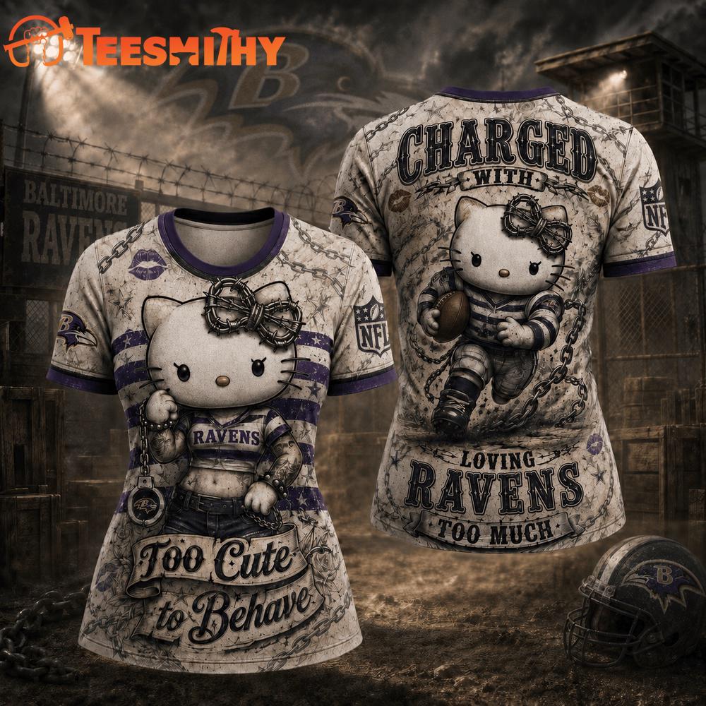 Baltimore Ravens NFL Hello Kitty Rebellion Unisex 3D Shirt