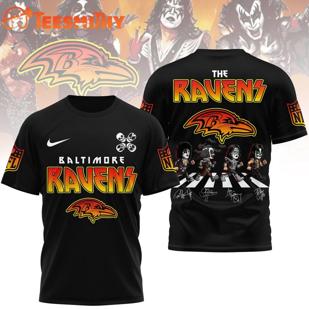 Baltimore Ravens NFL Kiss Band Rock and Roll All Nite 3D Shirt