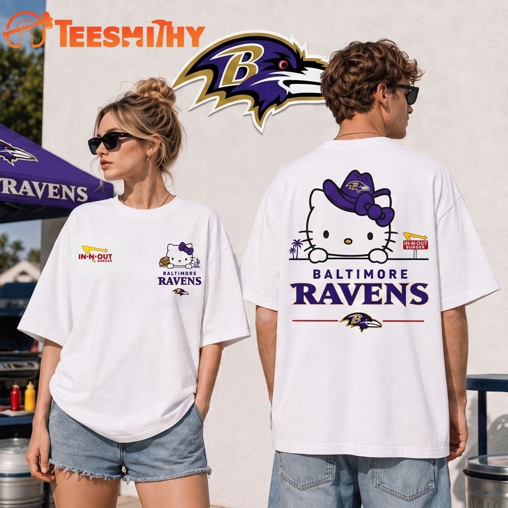 Baltimore Ravens NFL Kitty Burger Game Day Unisex 3D Shirt