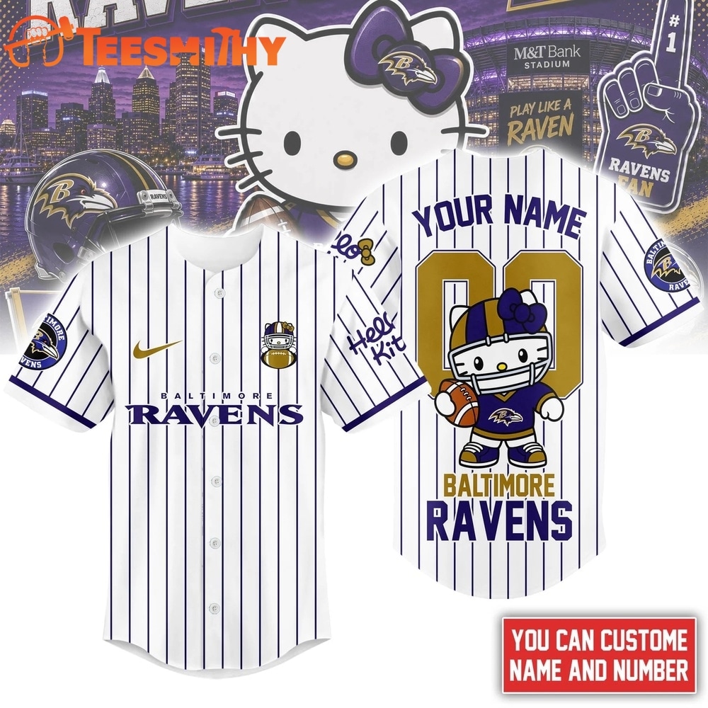 Baltimore Ravens NFL Kitty Game Day Custom Baseball Jersey Shirt