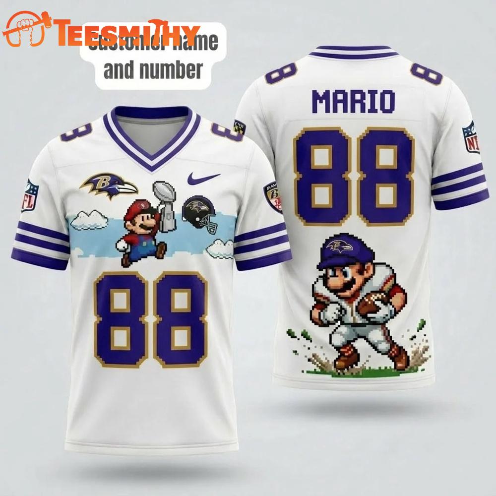 Baltimore Ravens NFL Mario 2026 Design Football Jersey