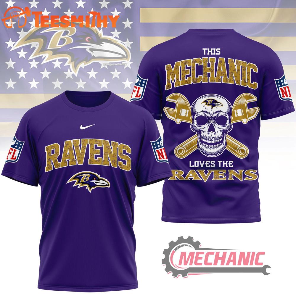 Baltimore Ravens NFL Mechanic Loves Football New Design 3D Shirt