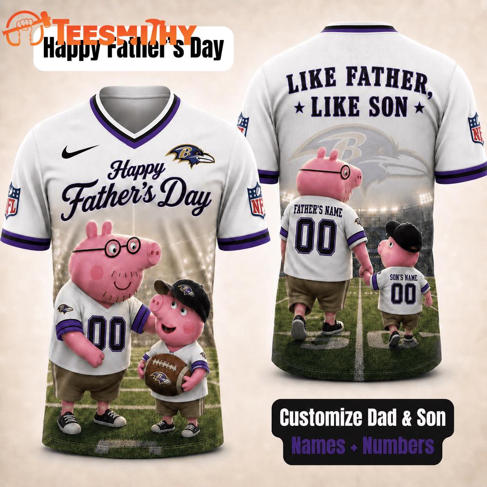 Baltimore Ravens NFL Peppa Pig Father's Day Dad Football Jersey