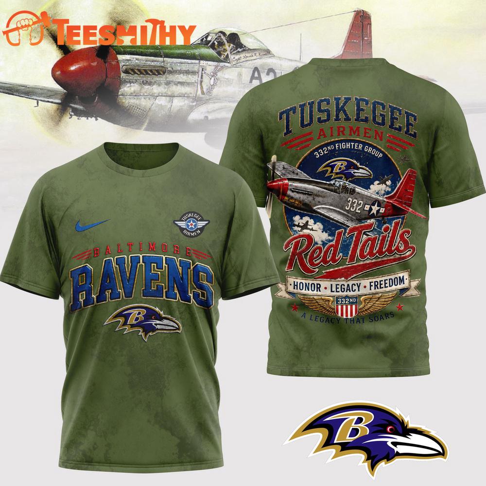 Baltimore Ravens NFL Red Tails Legacy Game Day 3D T-Shirt