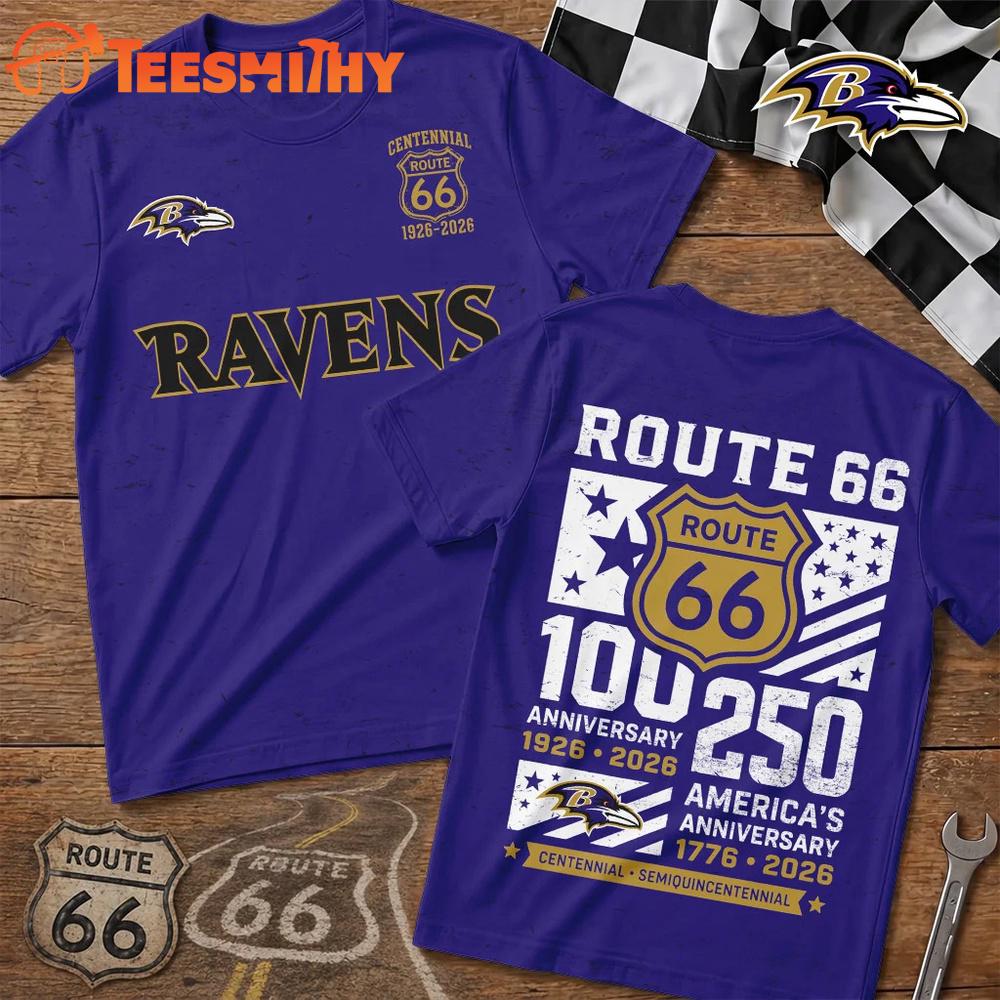 Baltimore Ravens NFL Route 66 Centennial Limited 3D T Shirt