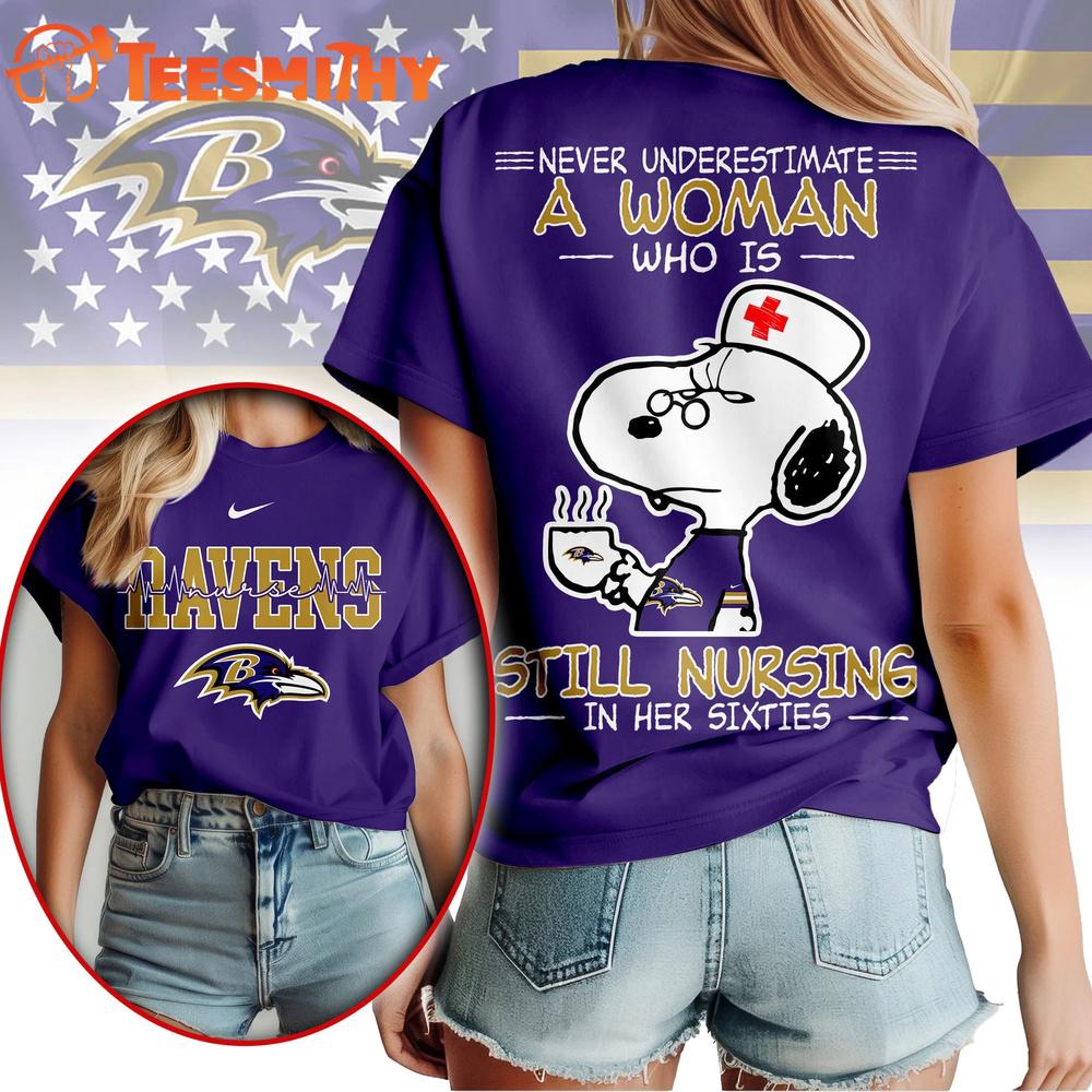 Baltimore Ravens NFL Snoopy Never Underestimate A Nurse Unisex T Shirt