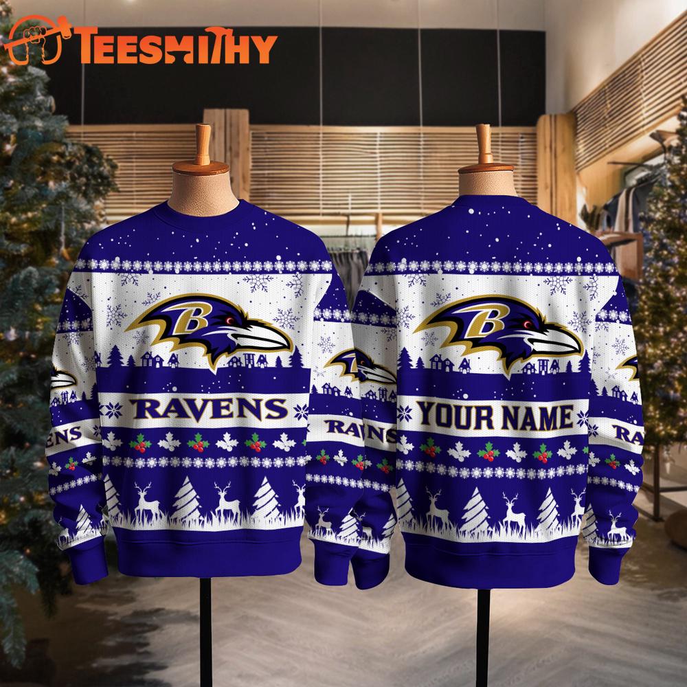 Baltimore Ravens NFL Snow Ugly Christmas Sweater