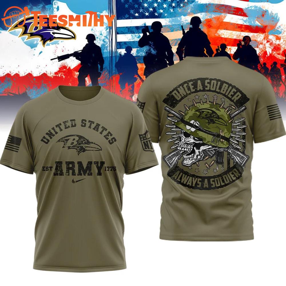 Baltimore Ravens NFL US Army Once A Soldier Always A Soldier 3D Shirt