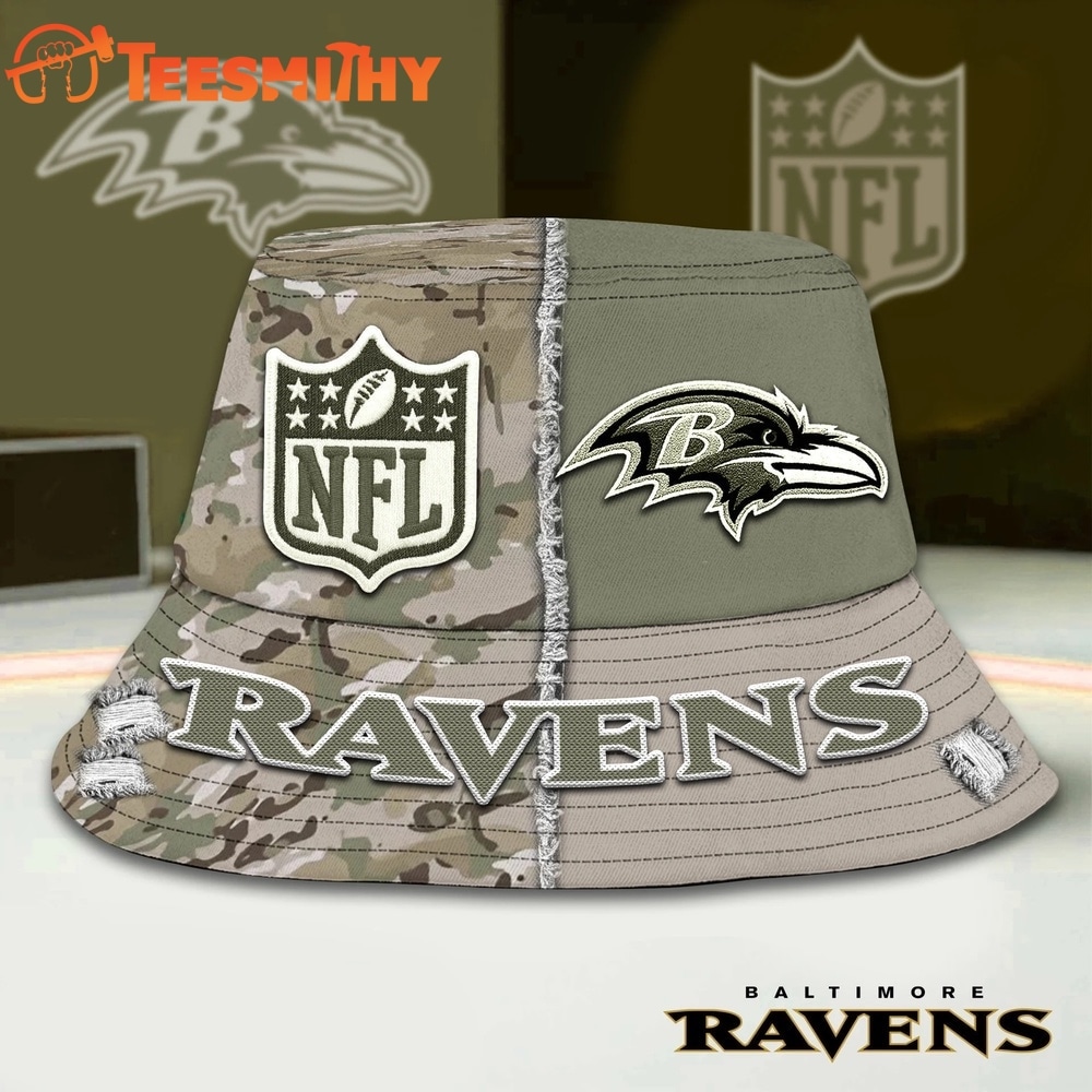 Baltimore Ravens NFL Veterans US Army Bucket Hat