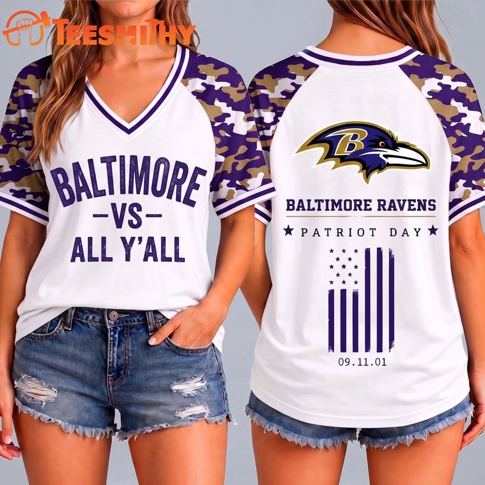 Baltimore Ravens NFL vs All Y' All United We Stand V Neck T Shirt