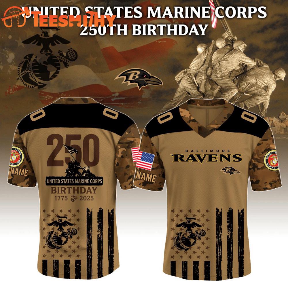 Baltimore Ravens x USMC 250TH Birthday Celebration Special Edition Custom Football Jersey