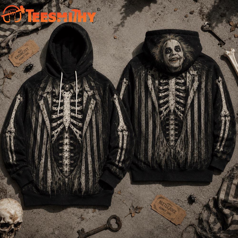 Beetlejuice Skeleton Graphic Halloween 2026 Hoodie