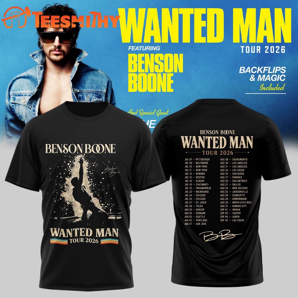 Benson Boone Wanted Man signed 2026 Black T Shirt
