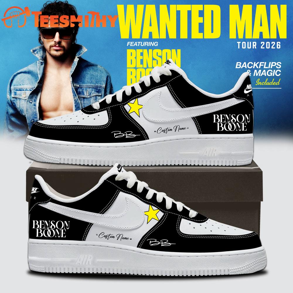 Benson Boone Wanted Man Tour 2026 Signature Black Air Force 1 Shoes
