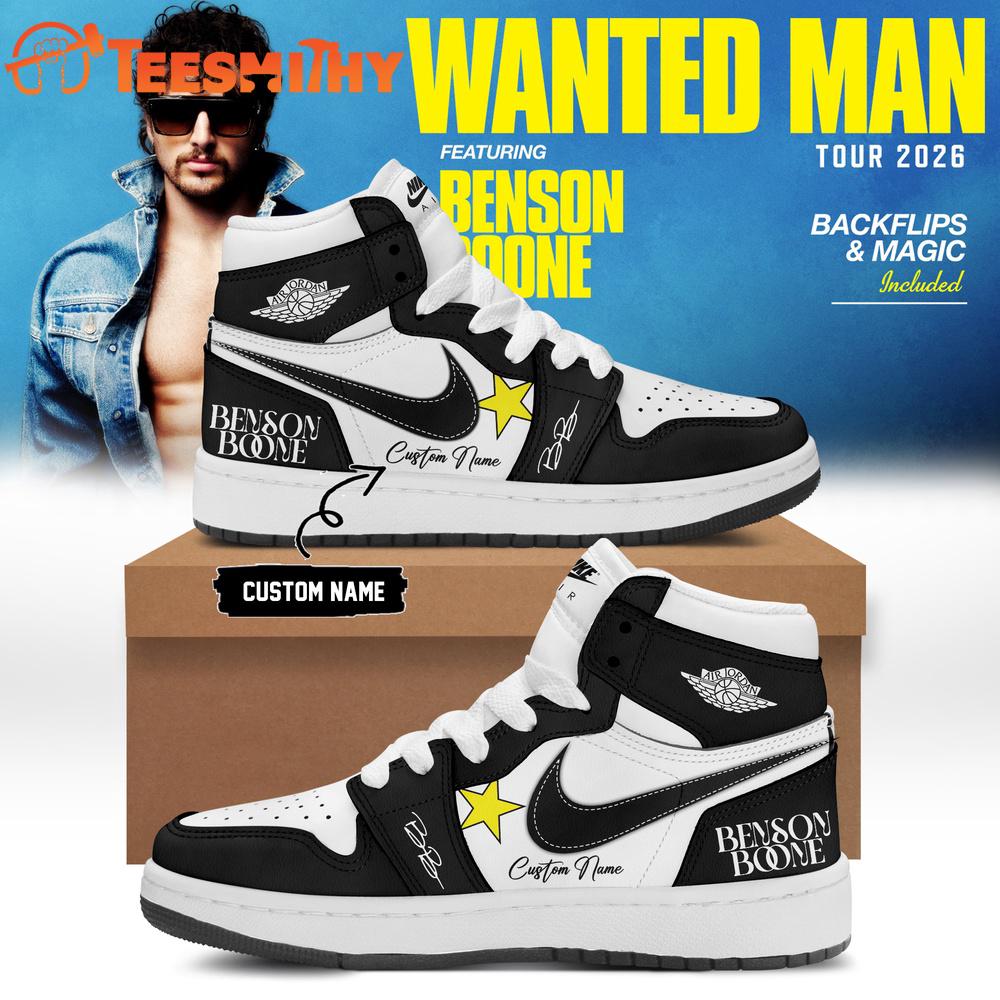 Benson Boone Wanted Man Tour 2026 Signature Black Air Jordan 1 Shoes