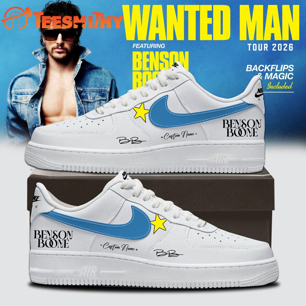 Benson Boone Wanted Man Tour 2026 Signature White Air Force 1 Shoes