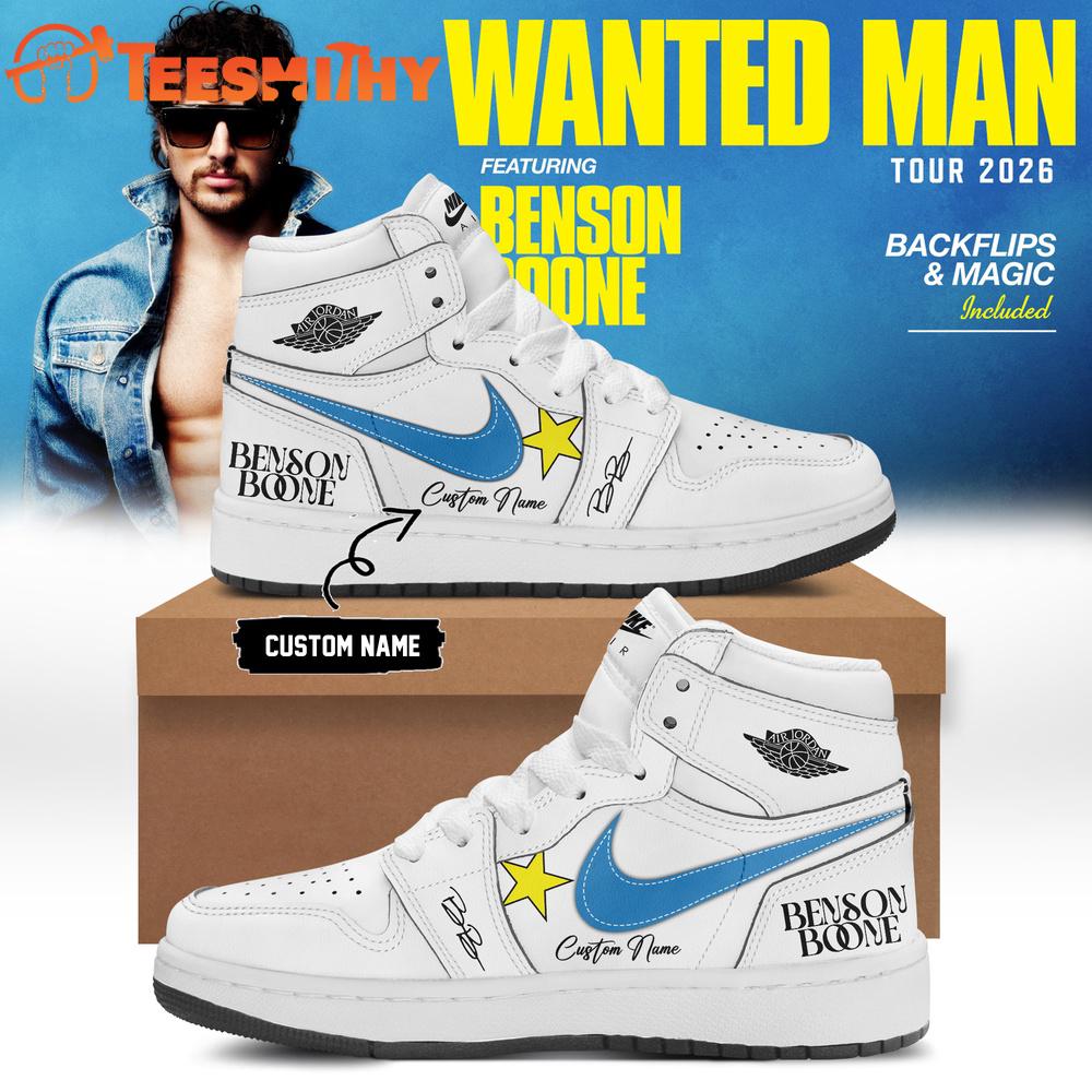 Benson Boone Wanted Man Tour 2026 Signature White Air Jordan 1 Shoes