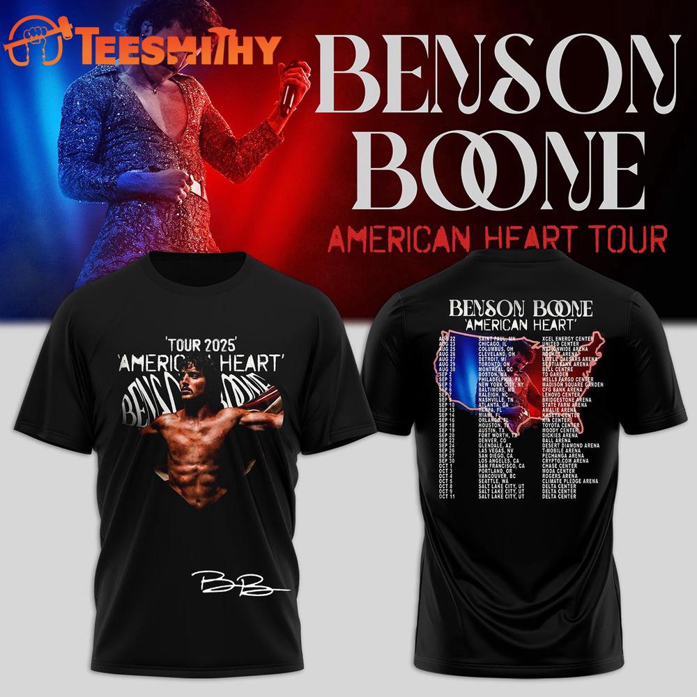 Benson Boones American Heart World Tour 2025 Graphic Music T Shirt