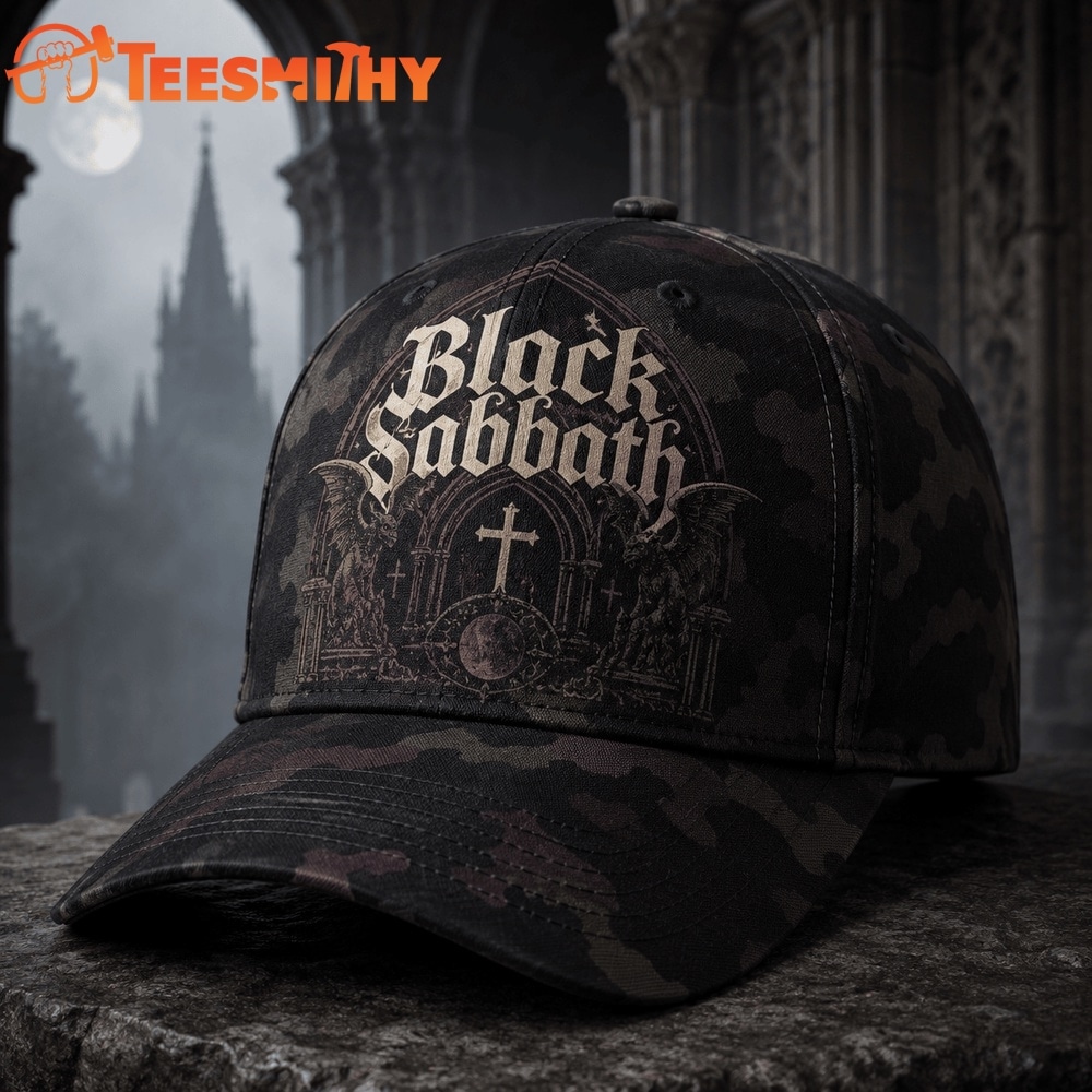 Black Sabbath Midnight Cathedral Camo Gothic Rock Classic Cap
