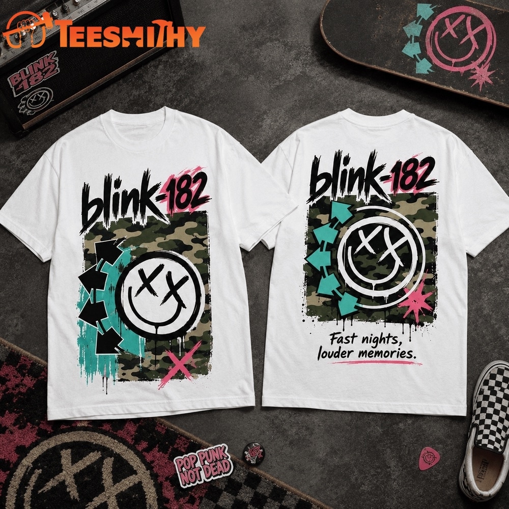 Blink 182 Camo Fast Nights Pop Punk 3D Shirt