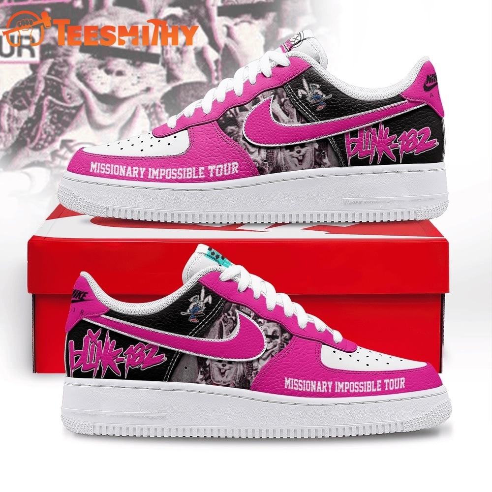 Blink 182 Missionary Impossible Tour Custom Air Force 1 Shoes, Pink Punk Rock Graphic Sneakers