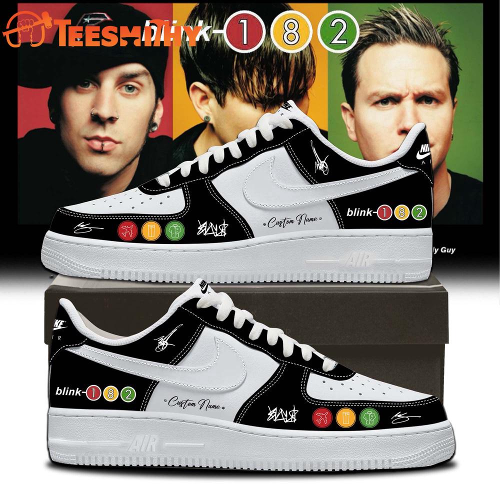 Blink-182 25th Anniversary Signature Collection Black Air Force 1 Shoes