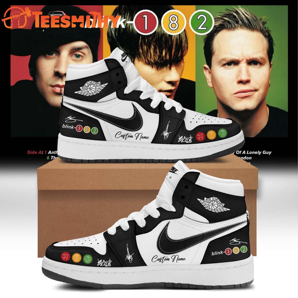 Blink-182 25th Anniversary Signature Collection Black Air Jordan 1 Shoes