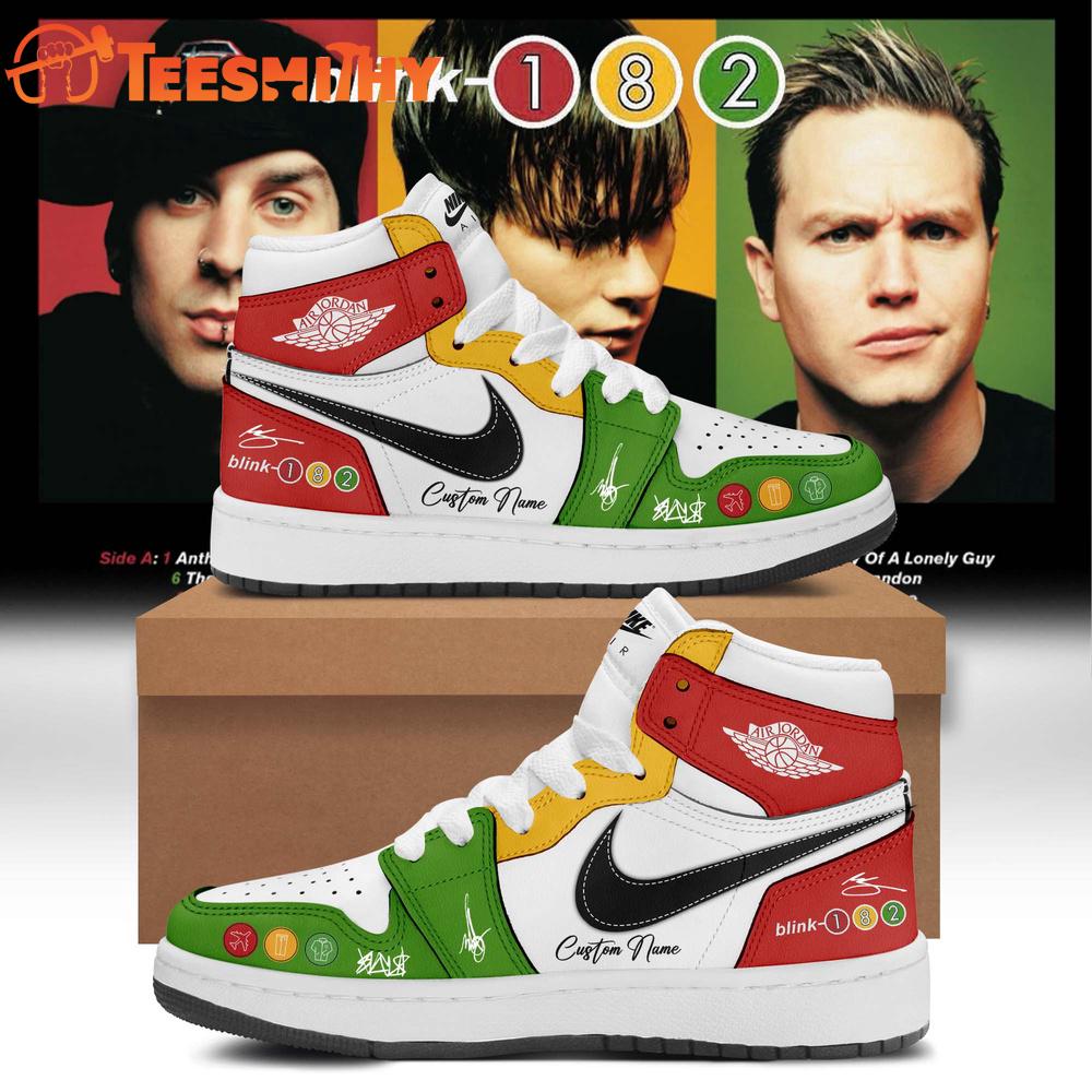 Blink-182 25th Anniversary Signature Collection Limited Edition Air Jordan 1 Hightop Shoes