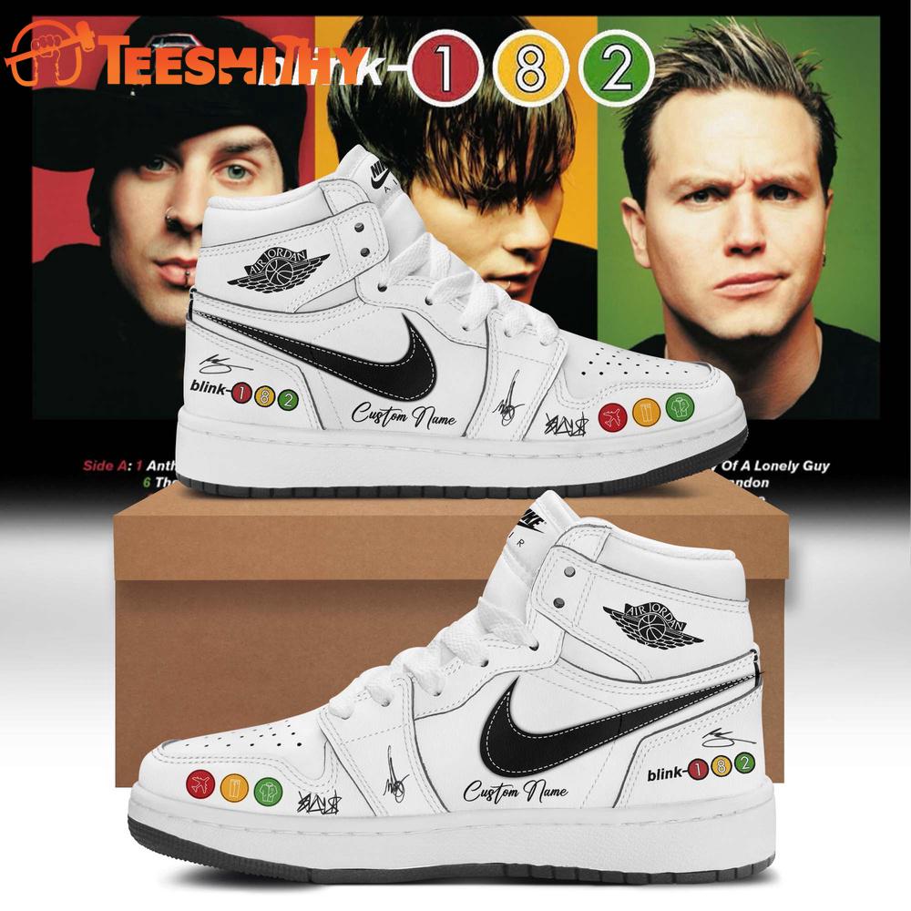 Blink-182 25th Anniversary Signature Collection White Air Jordan 1 Shoes
