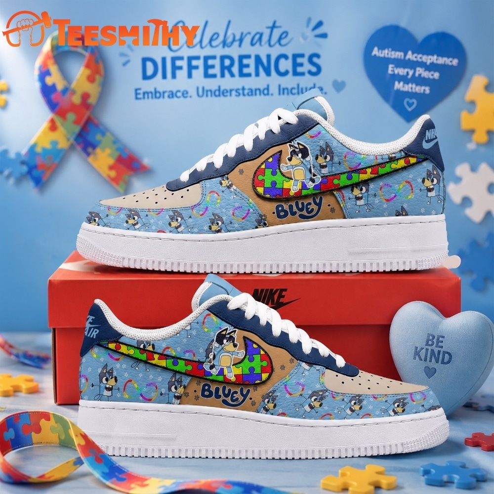 Bluey Autism Acceptance Custom Air Force 1 Shoes Sneaker