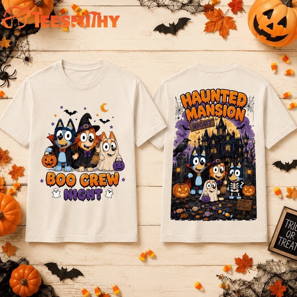 Bluey Family Halloween Boo Crew Night 3D Shirt