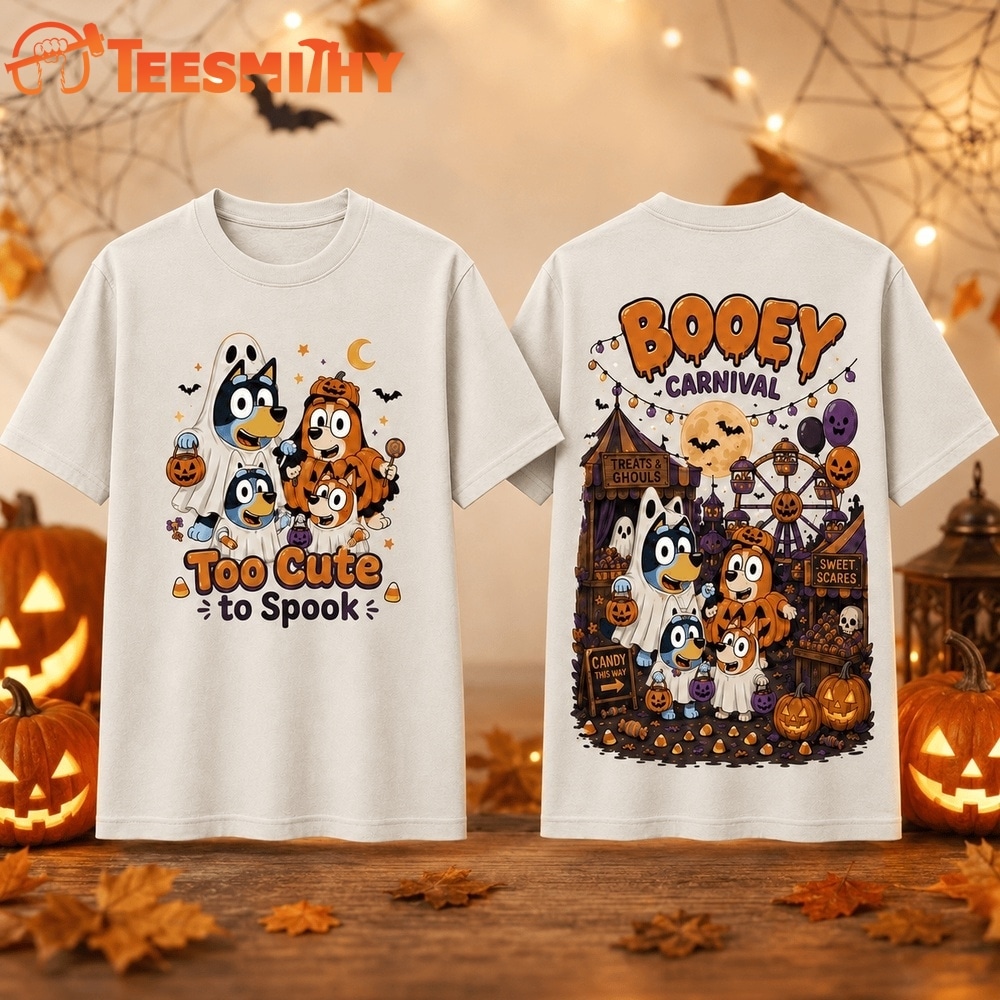 Bluey Family Halloween Too Cute to Spook, Booey Carnival 3D Shirt