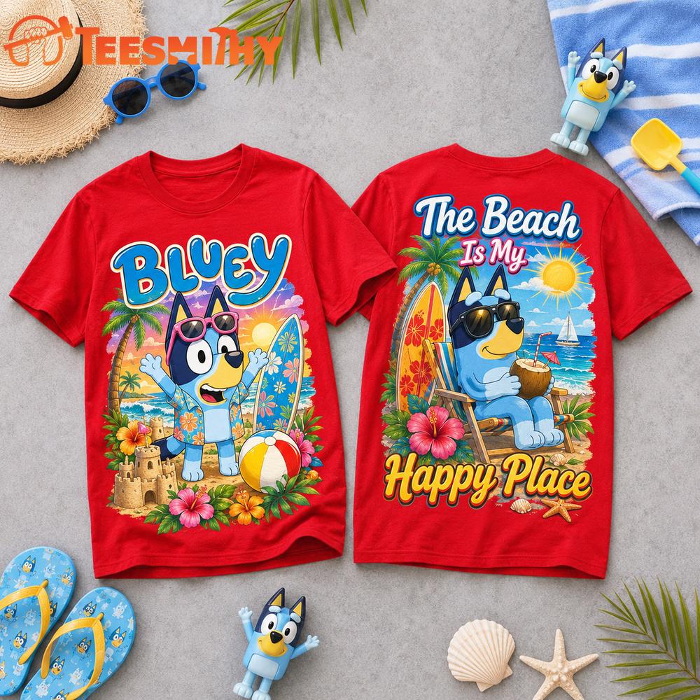 Bluey The Beach Is My Happy Place 3D Shirt
