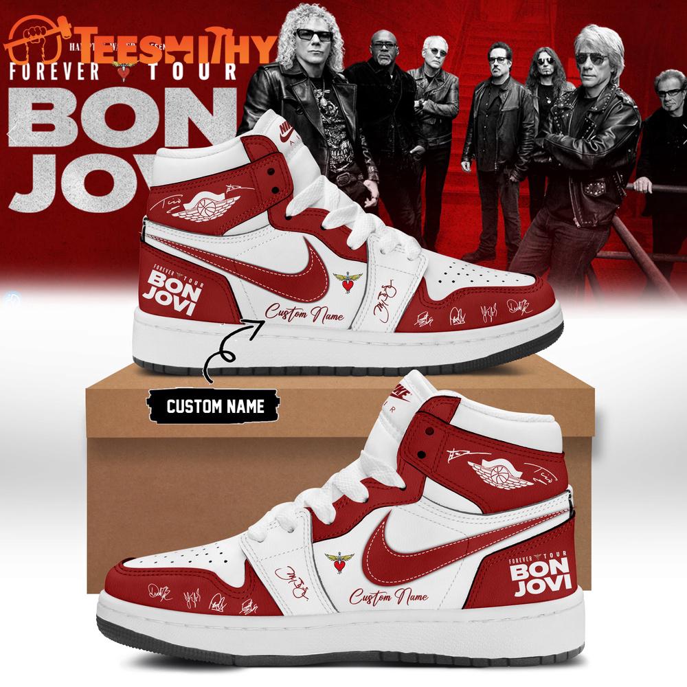 BON JOVI Forever Tour Signature Collection Limited Edition Red Air Jordan 1 Shoes