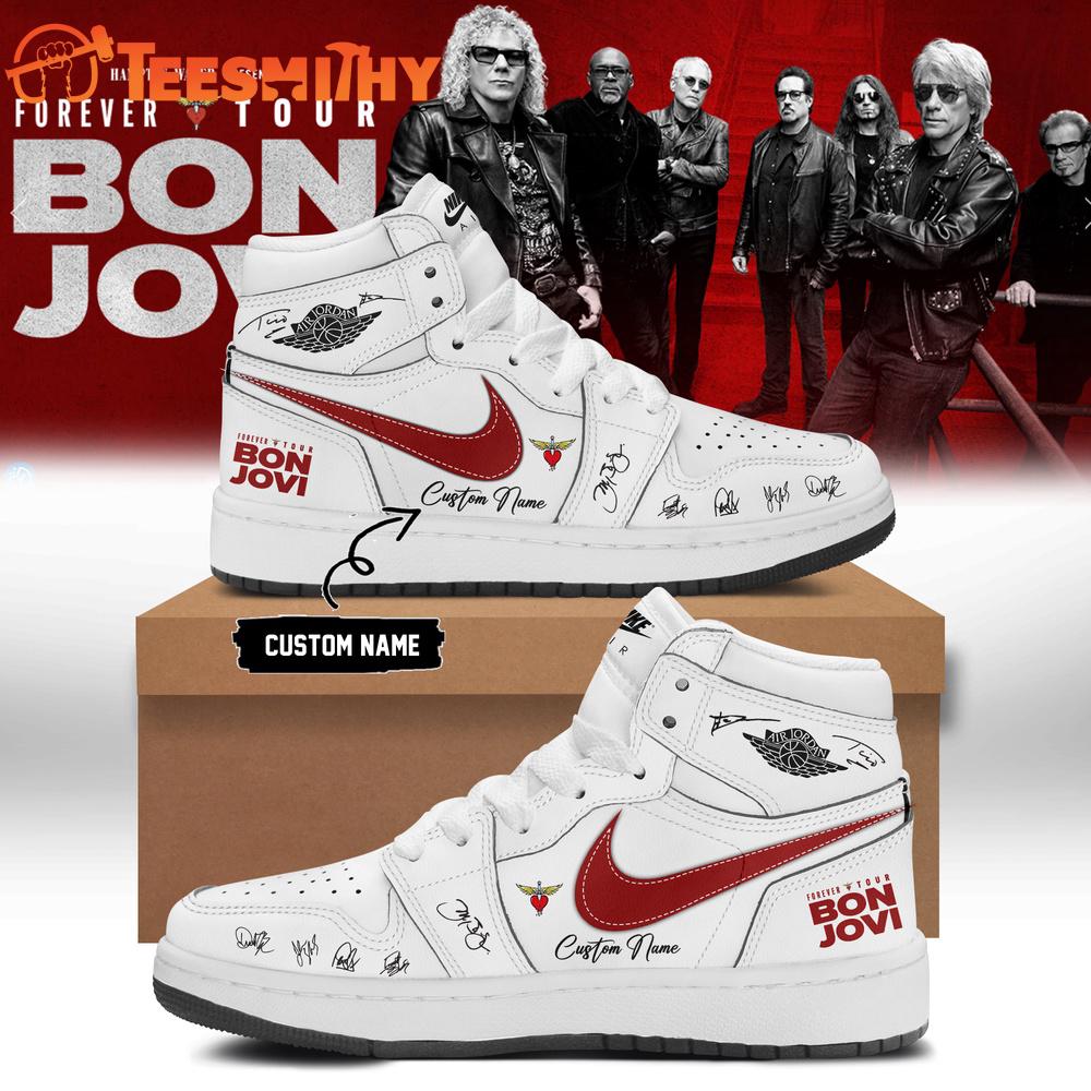 BON JOVI Forever Tour Signature Collection Limited Edition White Air Jordan 1 Shoes