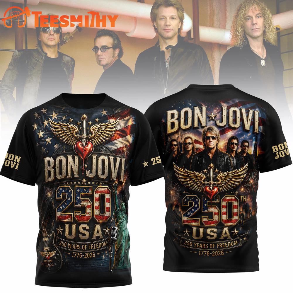 Bon Jovi Graphic 250 Years Of Freedom New Design 3D Shirt