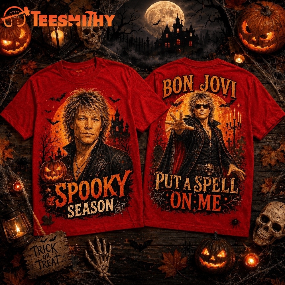 Bon Jovi Halloween Moon Vampire Portrait Spooky Season 3D Shirt