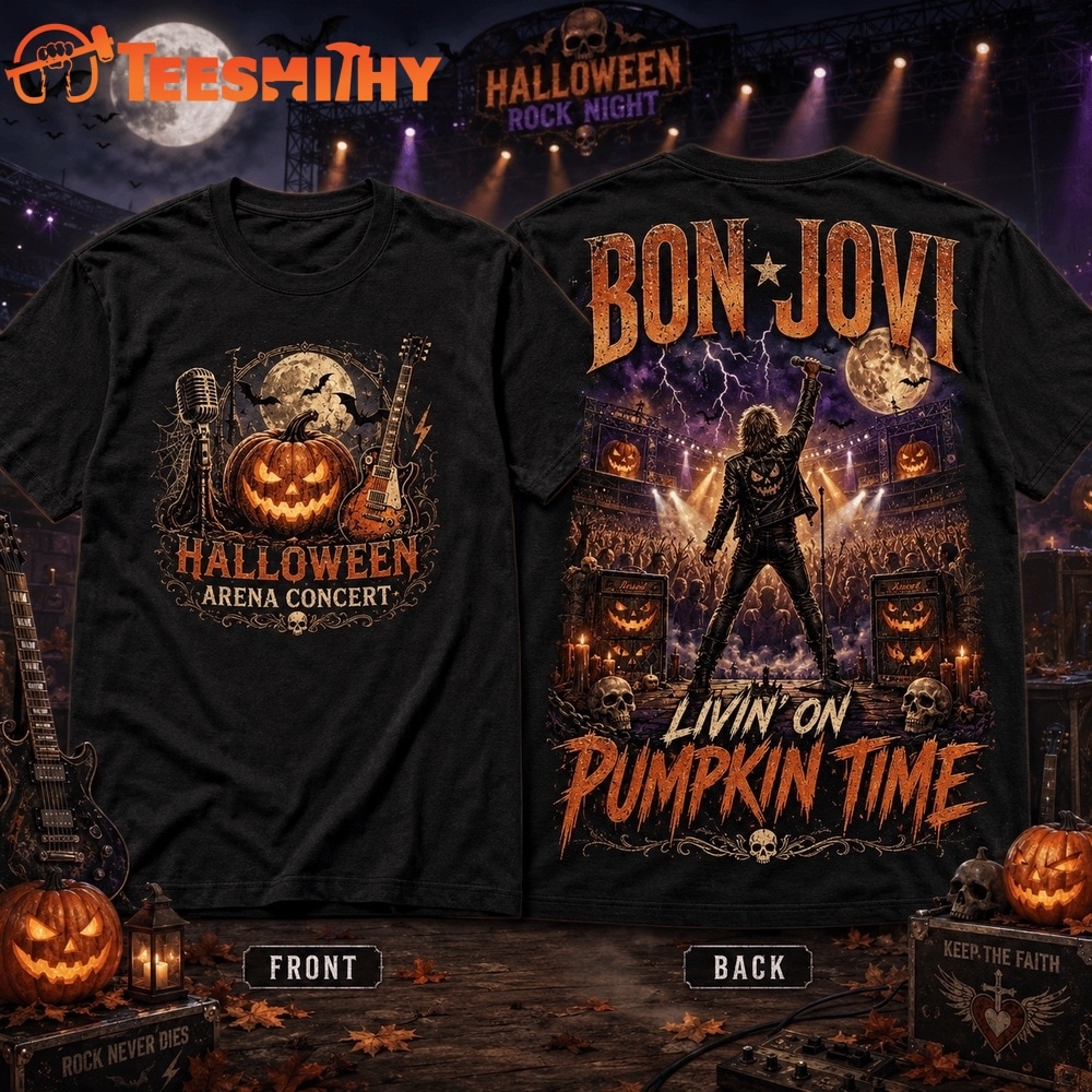 Bon Jovi Halloween Rock Night T Shirt, Livin’ on Pumpkin Time 3D Shirt