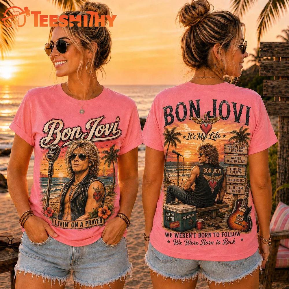 Bon Jovi Retro Sunset Music 3D T-Shirt