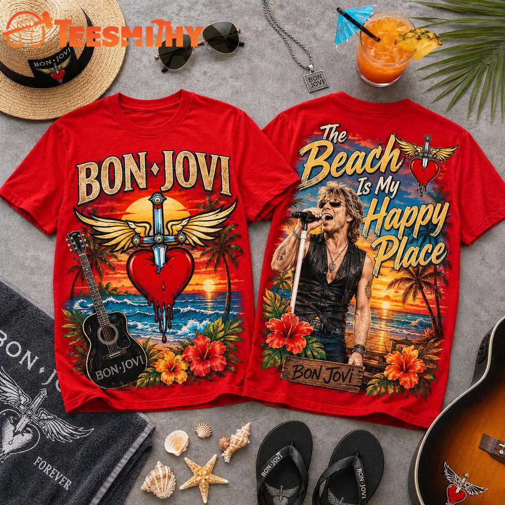 Bon Jovi The Beach Is My Happy Place 3D Shirt