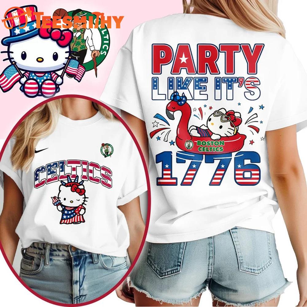 Boston Celtics 2026 NBA Hello Kitty Independence Day Unisex 3D Shirt