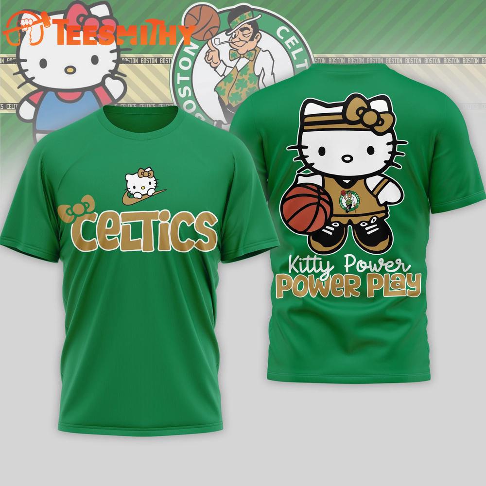 Boston Celtics 2026 NBA Hello Kitty Power Play 3D T Shirt