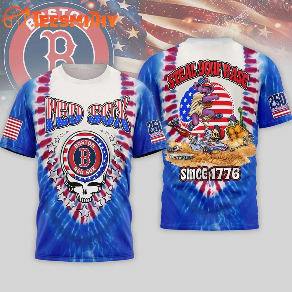 Boston Red Sox 2026 MLB Grateful Dead 250 Years Of America 3D T Shirt