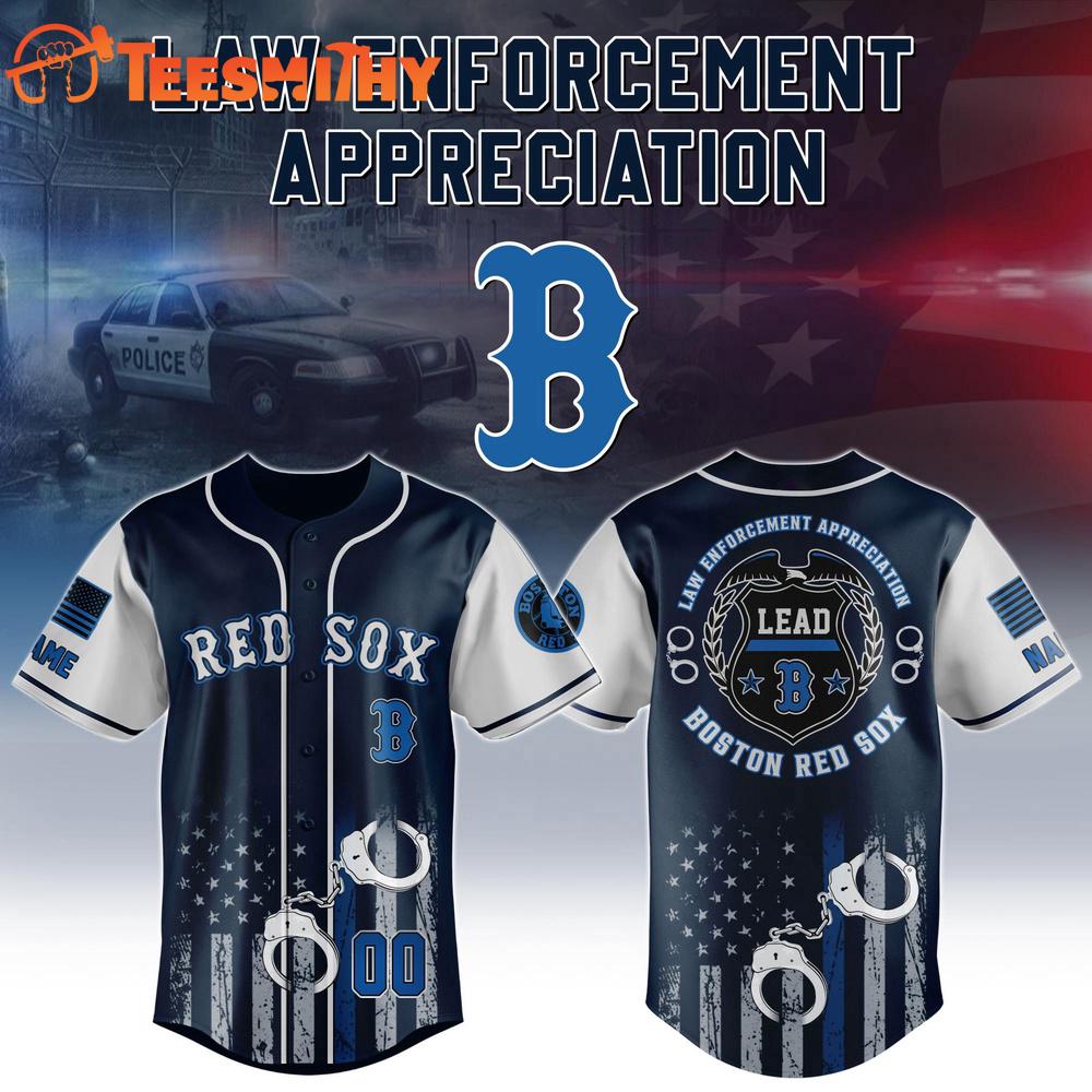 Boston Red Sox Law Enforcement Appreciation Custom Baseball Jersey