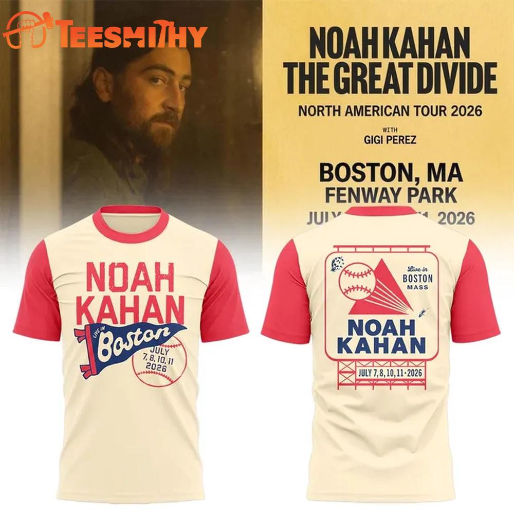 Boston Red Sox x Noah Kahan The Great Divide Tour 2026 3D Shirt