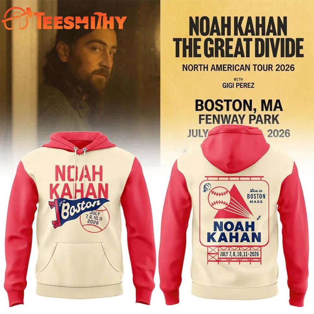 Boston Red Sox x Noah Kahan The Great Divide Tour 2026 Red & Cream Hoodie