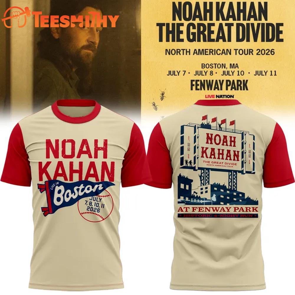Boston Red Sox x Noah Kahan The Great Divide Tour 2026 Red & Cream T Shirt