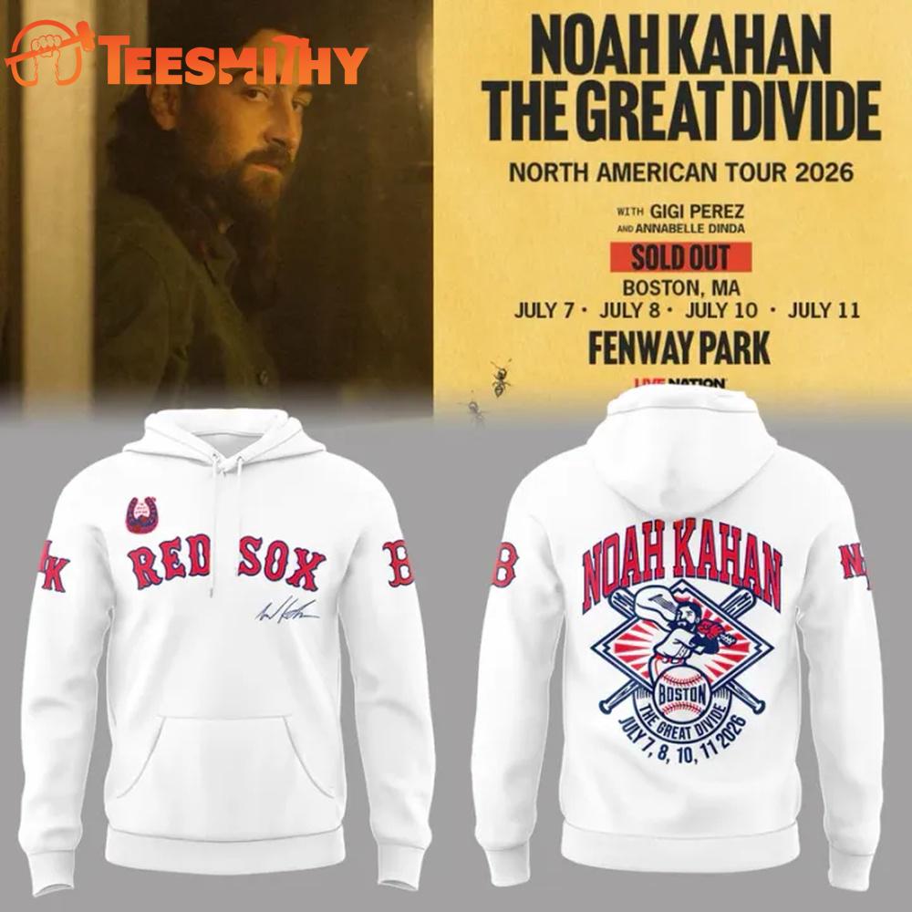 Boston Red Sox x Noah Kahan The Great Divide Tour 2026 White Hoodie